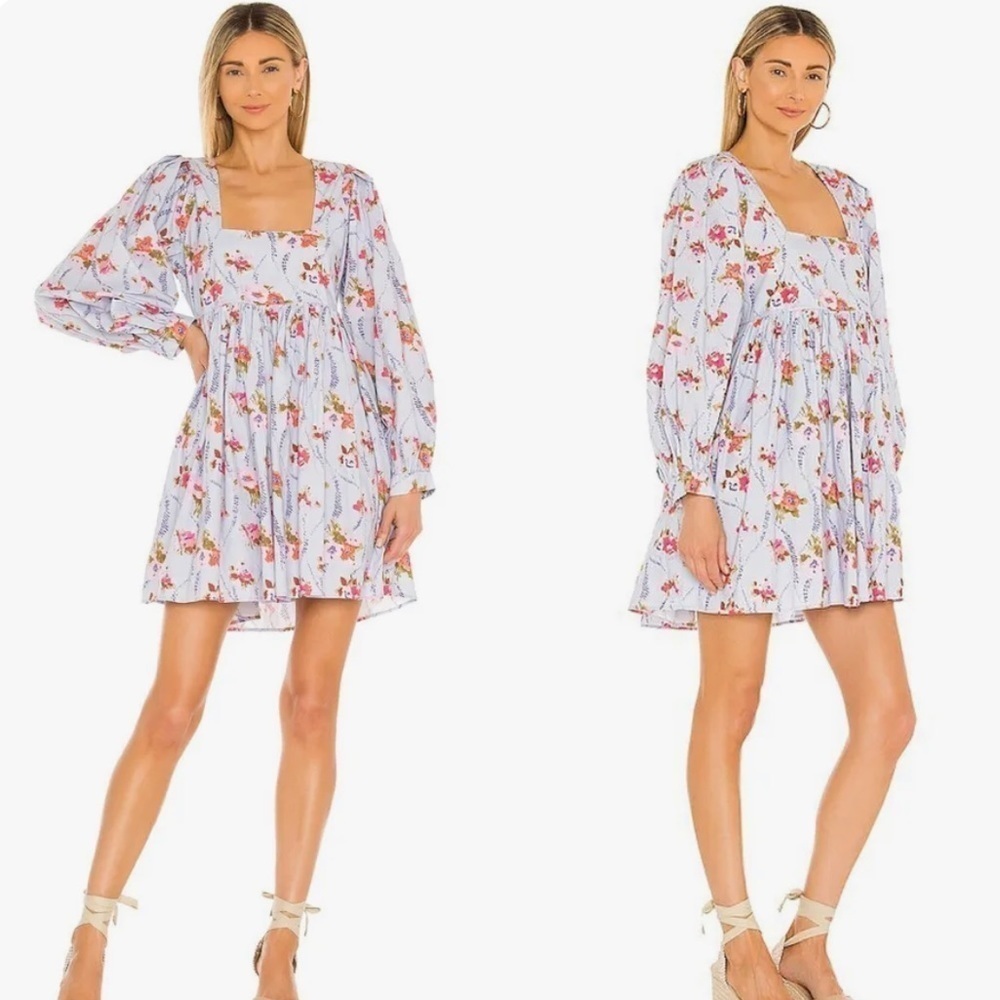 LoveShackFancy‎ Eaton Dress Lavender Moon Floral Mini Revolve Size 4 NWT